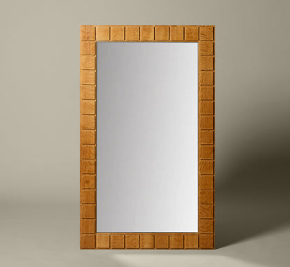 SWEDISH BRUTALIST PINE WALL MIRROR C. 1960'S