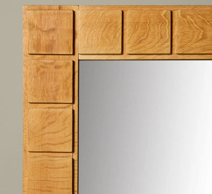 SWEDISH BRUTALIST PINE WALL MIRROR C. 1960'S