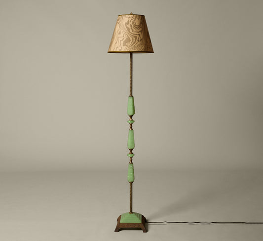 1940S GREEN OPALINE GLASS FLOOR LAMP