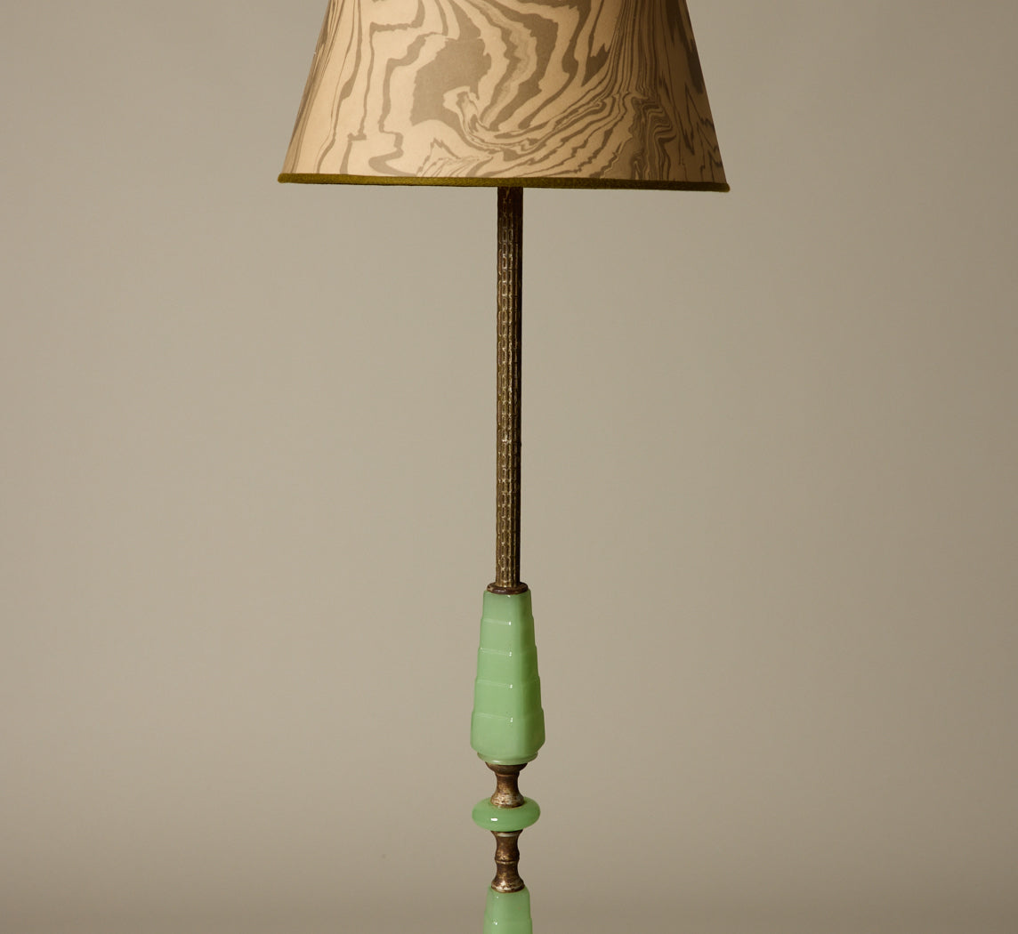 1940S GREEN OPALINE GLASS FLOOR LAMP