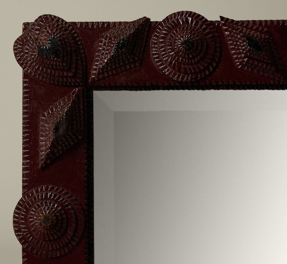 19TH CENTURY AMERICAN TRAMP ART HEART FRAME