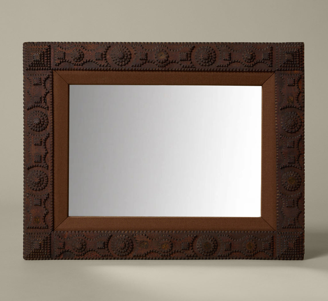 TRAMP ART MIRROR WITH CHOCOLATE MAT