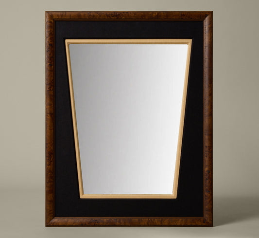 PIERCE & WARD CARPATHIAN HALL MIRROR IN BLACK AND IVORY LINEN