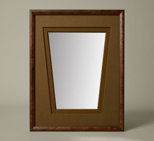 PIERCE & WARD CARPATHIAN HALL MIRROR IN MUSTARD OLIVE AND SEAWEED LINEN