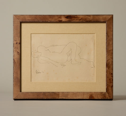 1970S MID CENTURY INK ON PAPER OF INTERTWINED NUDES