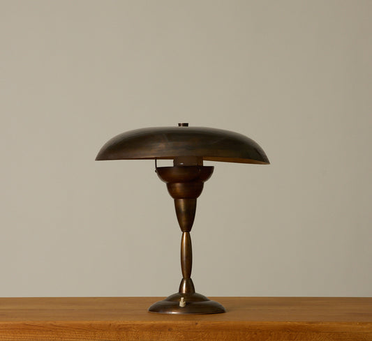MID CENTURY ITALIAN PATINATED BRASS TABLE LAMP