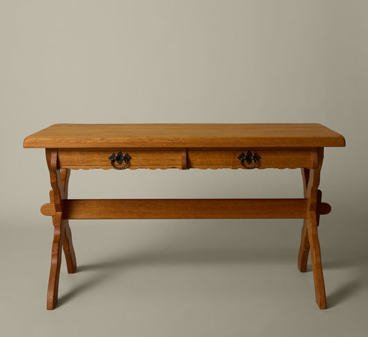 20TH CENTURY DANISH OAK DESK IN THE STYLE OF HENNING KJAERNULF