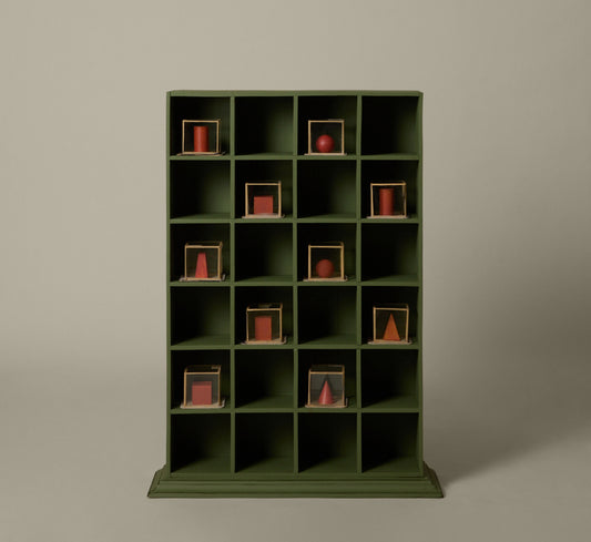 APOTHECARY DISPLAY CASE IN PAINTED GREEN