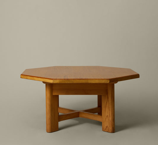 1970S SWEDISH PINE OCTAGONAL COFFEE TABLE