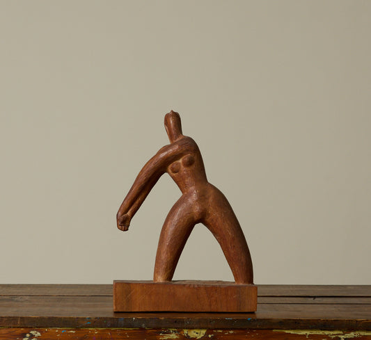1960S AMERICAN MODERNIST HAND CARVED NUDE FIGURE
