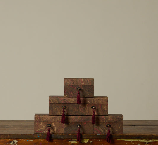 PIERCE & WARD KEEPSAKE BOX IN VINTAGE FLORENTINE MARBLED PAPER