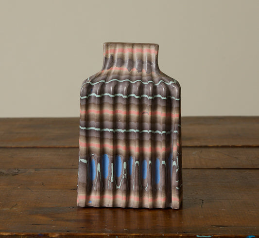 PETITE EARTHENWARE VASE IN MARRONE STRIPE BY POTTERY ROMA