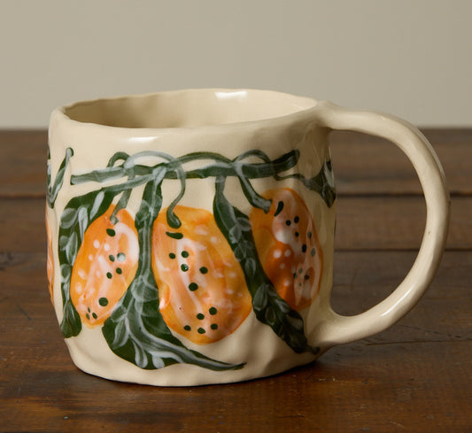 SAVKA CLAY COFFEE MUGS WITH KUMQUATS
