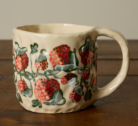 SAVKA CLAY COFFEE MUG WITH STRAWBERRIES