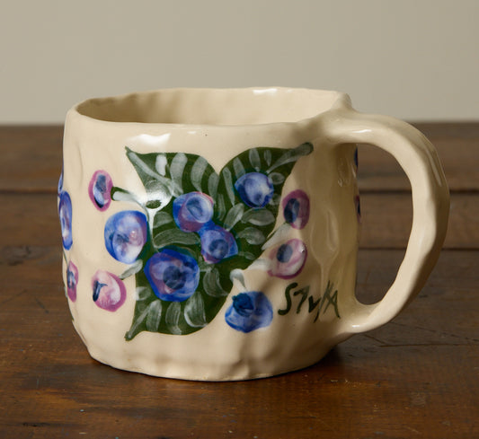 SAVKA CLAY COFFEE MUG WITH BLUEBERRIES
