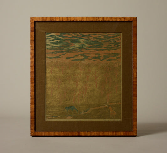 1960S GOLDEN EVENING WOODCUT
