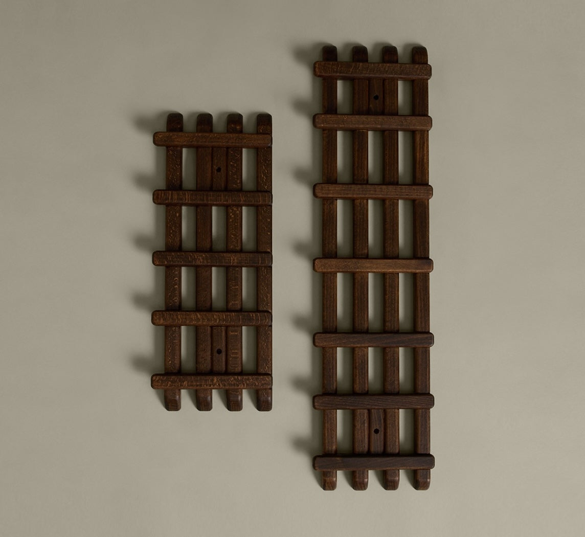 HAND CRAFTED BEECH WALL COAT RACK I