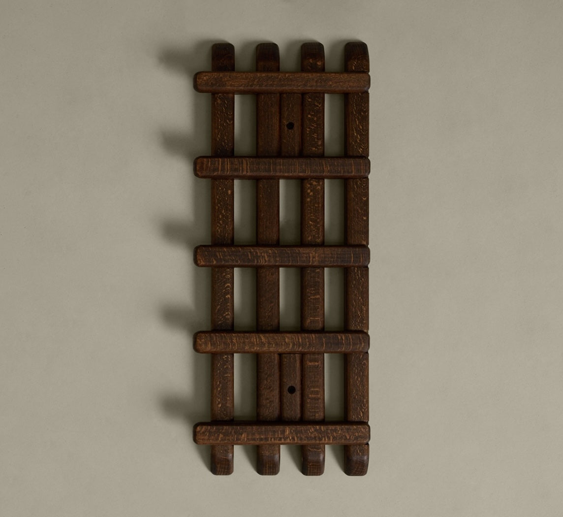 HAND CRAFTED BEECH WALL COAT RACK I