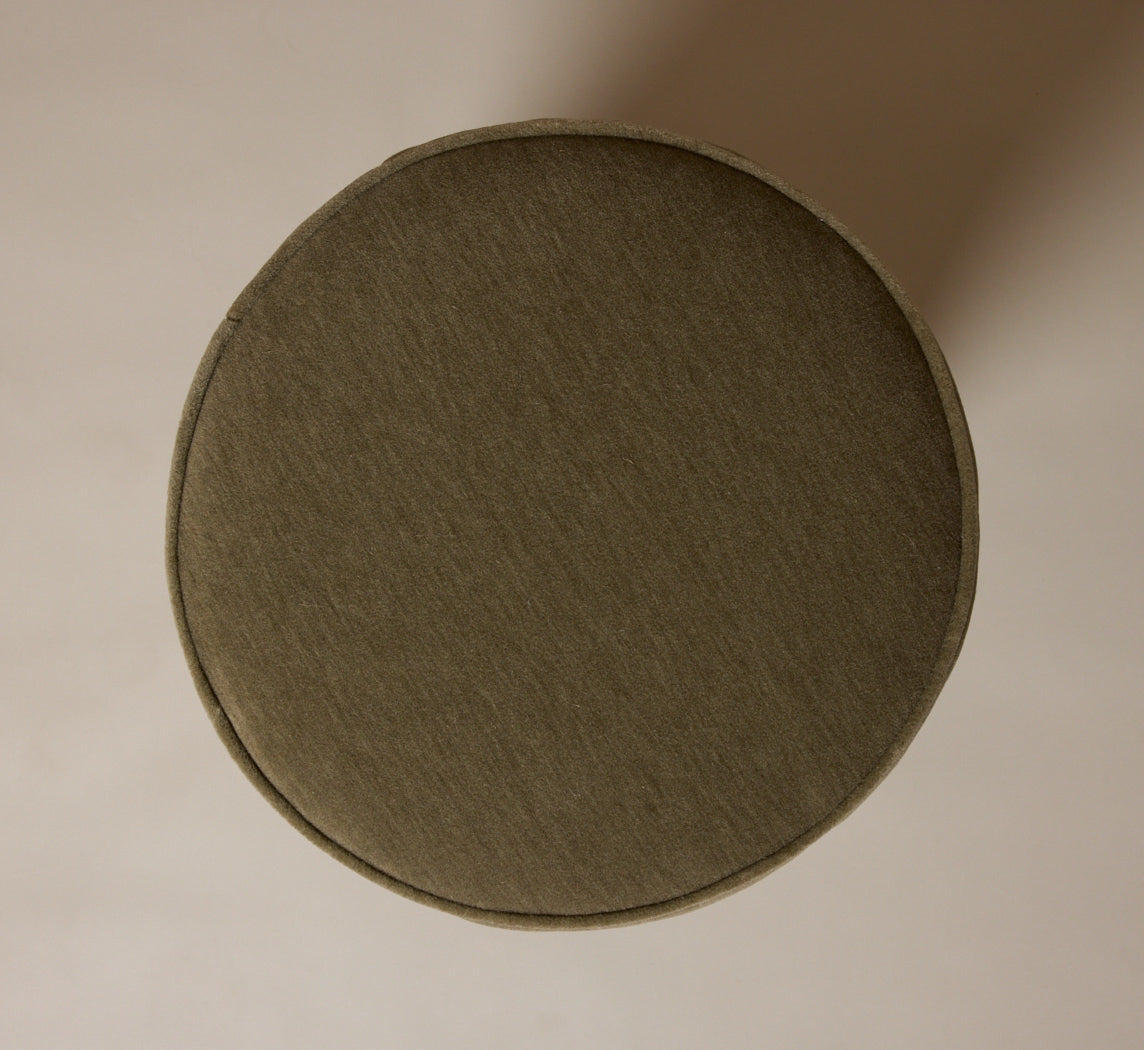 PIERCE & WARD LLOYD SIDE STOOL IN HONEY OAK AND SOFT GREEN MOHAIR