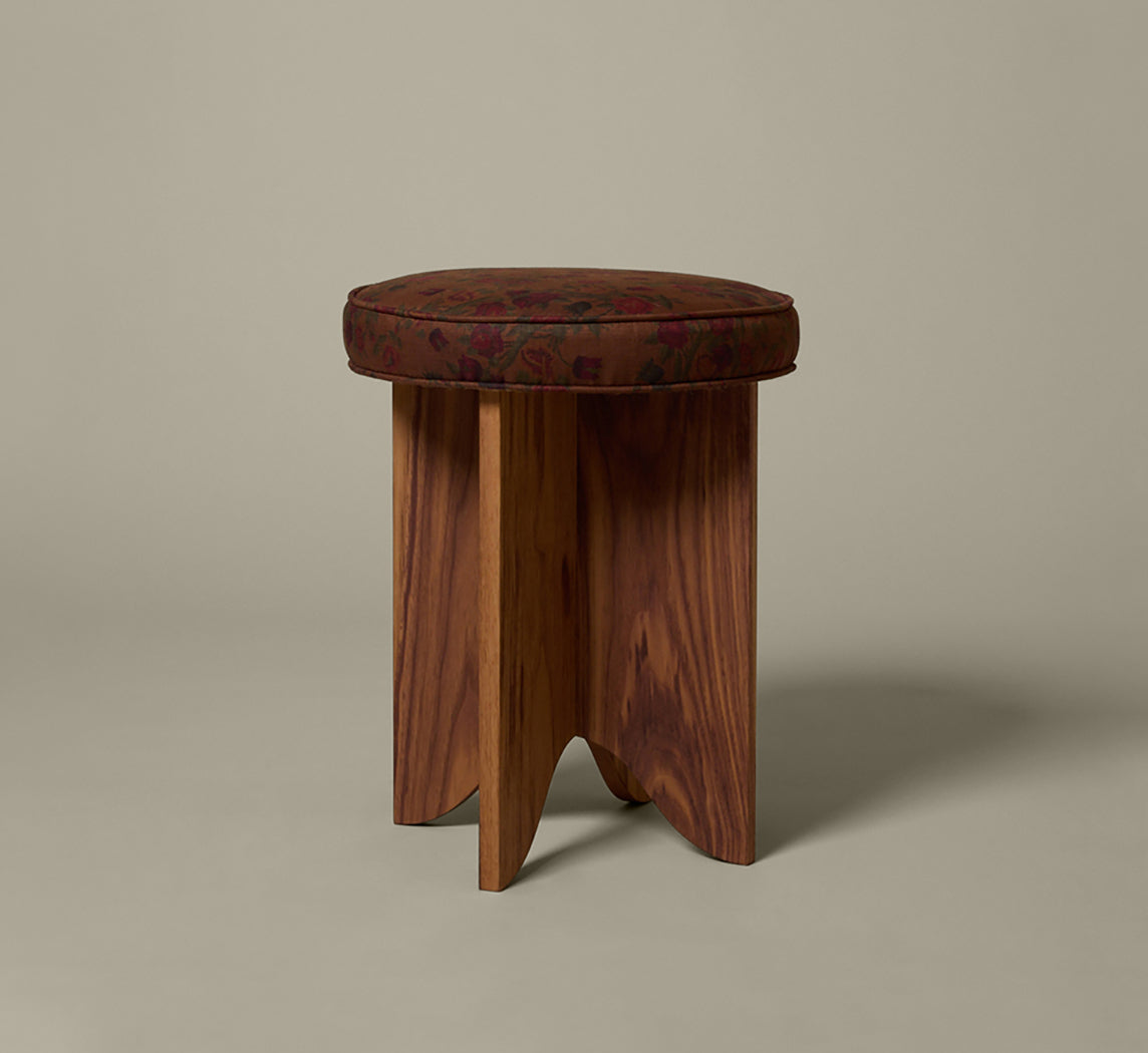 PIERCE & WARD LLOYD SIDE STOOL IN WALNUT AND SPRING VINE