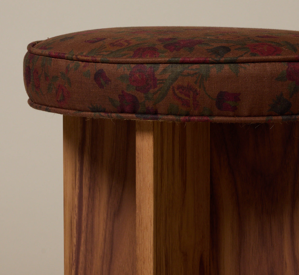 PIERCE & WARD LLOYD SIDE STOOL IN WALNUT AND SPRING VINE