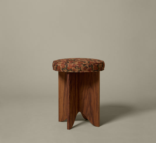 PIERCE & WARD LLOYD SIDE STOOL IN WALNUT AND AUTUMN FLORAL