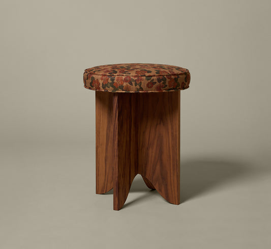 PIERCE & WARD LLOYD SIDE STOOL IN WALNUT AND AUTUMN FLORAL