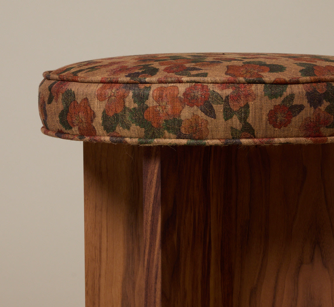 PIERCE & WARD LLOYD SIDE STOOL IN WALNUT AND AUTUMN FLORAL