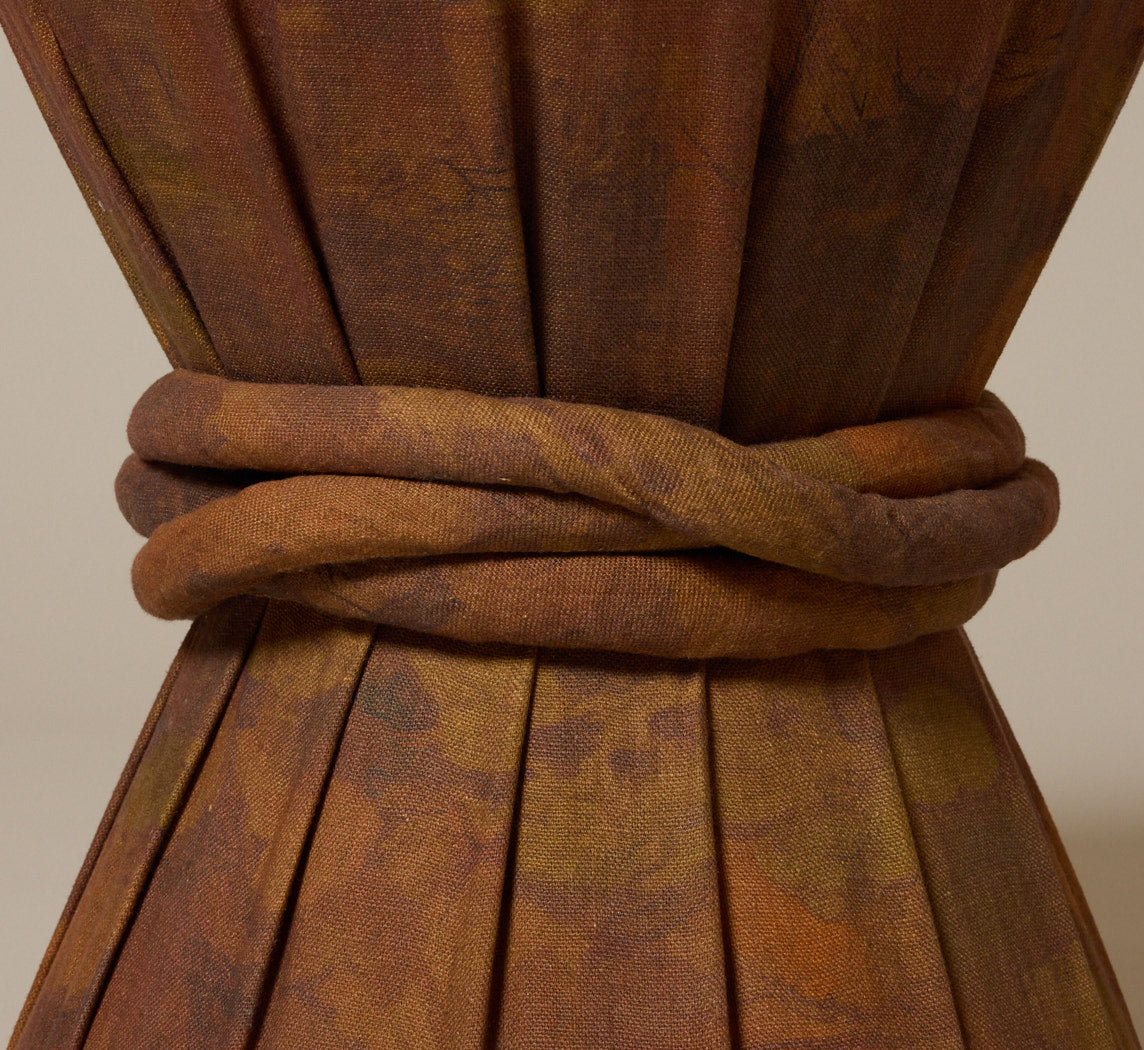 PIERCE & WARD DRUM SIDE TABLE IN PAINTING LINEN WITH KNOT