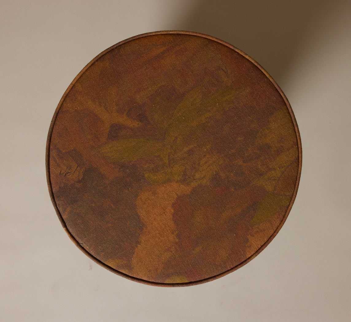 PIERCE & WARD DRUM SIDE TABLE IN PAINTING LINEN WITH KNOT