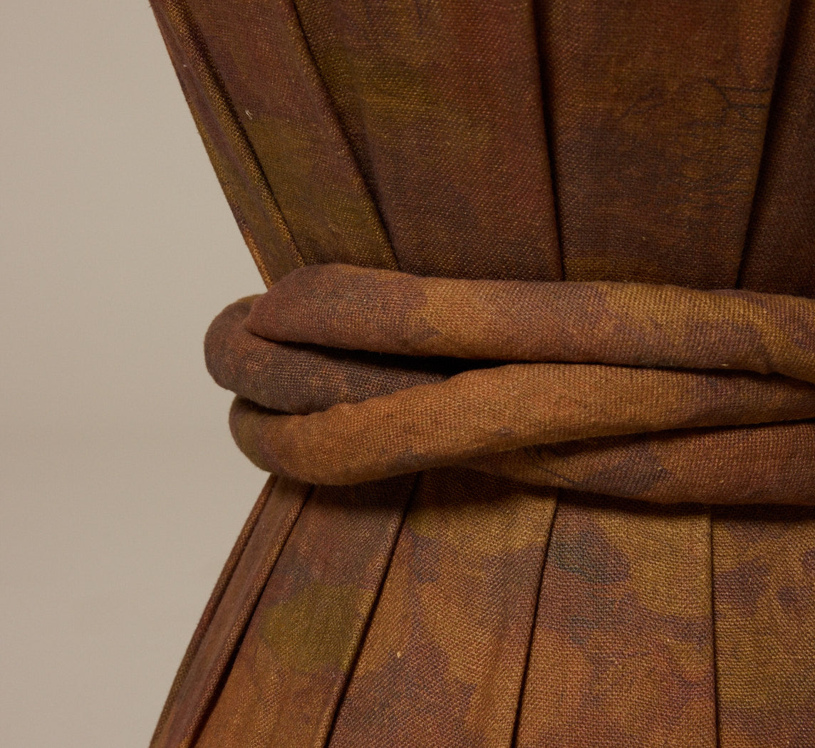 PIERCE & WARD DRUM SIDE TABLE IN PAINTING LINEN WITH KNOT