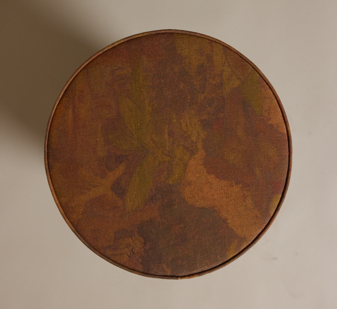 PIERCE & WARD DRUM SIDE TABLE IN PAINTING LINEN WITH KNOT