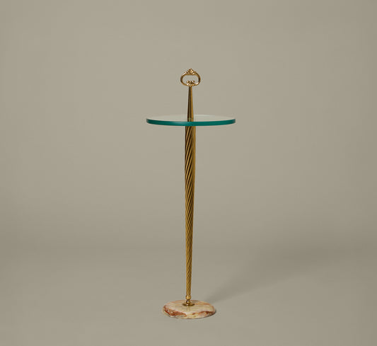 1950S ITALIAN MARBLE, BRASS & GLASS SIDE TABLE