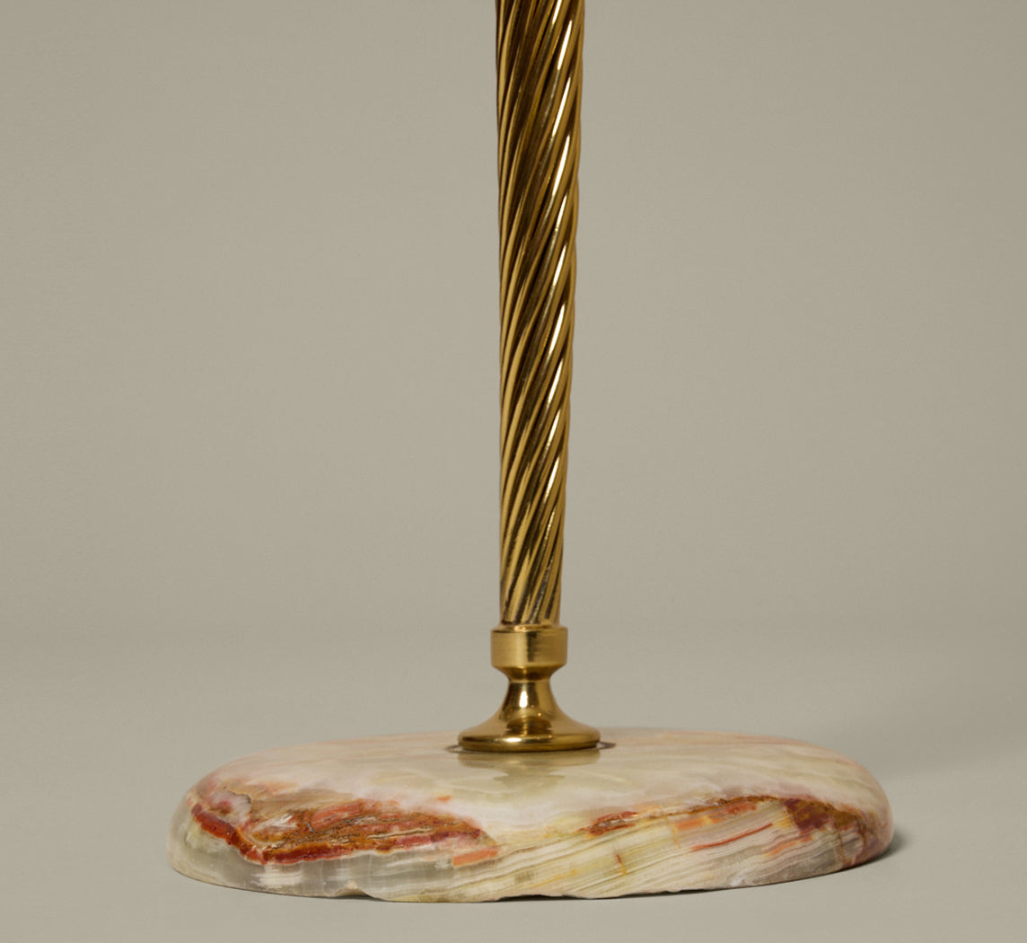 1950S ITALIAN MARBLE, BRASS & GLASS SIDE TABLE