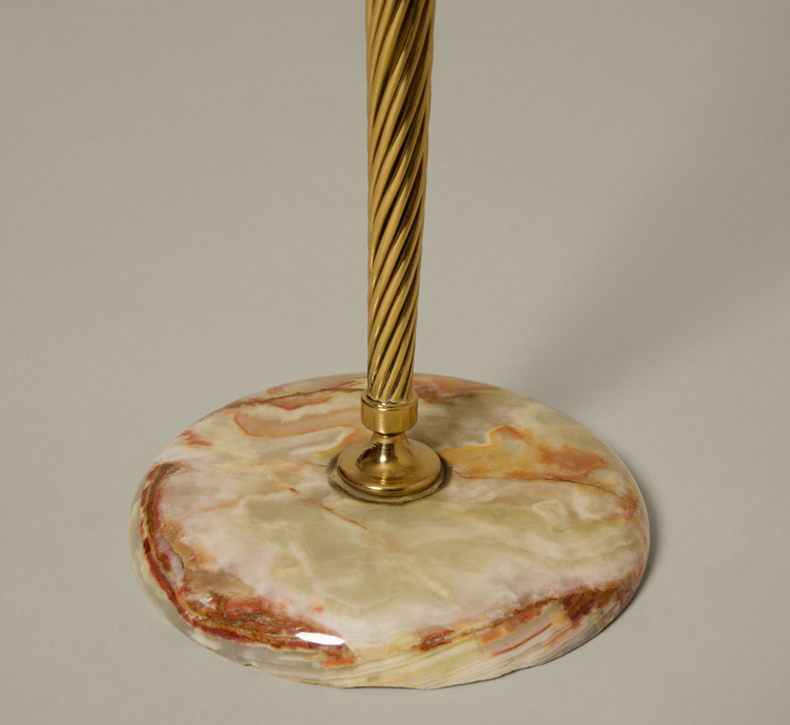1950S ITALIAN MARBLE, BRASS & GLASS SIDE TABLE