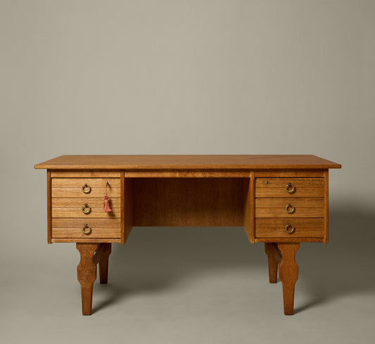 MIDCENTURY DANISH BRUTALIST OAK BOOKSHELF-FRONT DESK