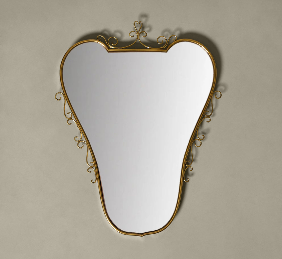 1950S ITALIAN BRASS WALL MIRROR