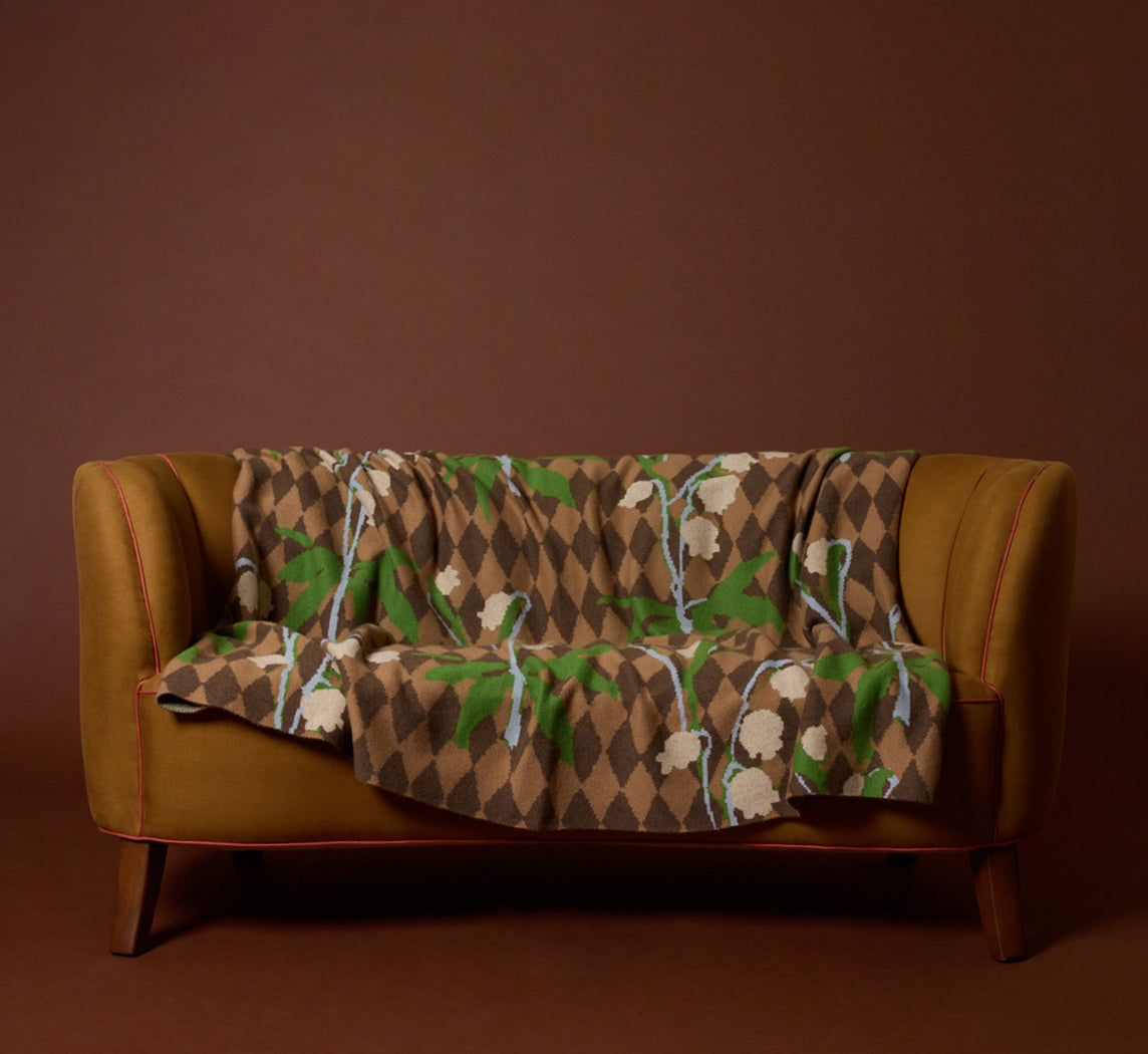 PW X SAVED NY CASHMERE DIAMOND & LILY THROW BLANKET