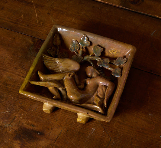 1950S ITALIAN "LEDA AND THE SWAN" CERAMIC RELIEF SCULPTURE BY PIETRO MELANDRI (1885-1976)