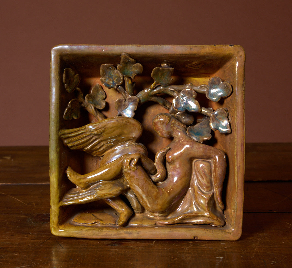 1950S ITALIAN "LEDA AND THE SWAN" CERAMIC RELIEF SCULPTURE BY PIETRO MELANDRI (1885-1976)