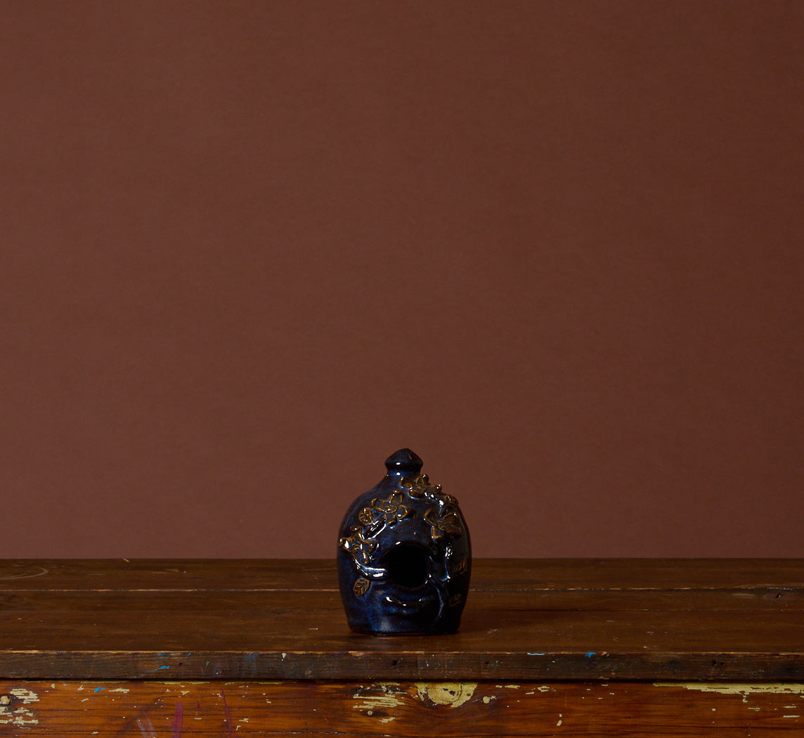 FOLK ART EARTHENWARE BIRDHOUSE