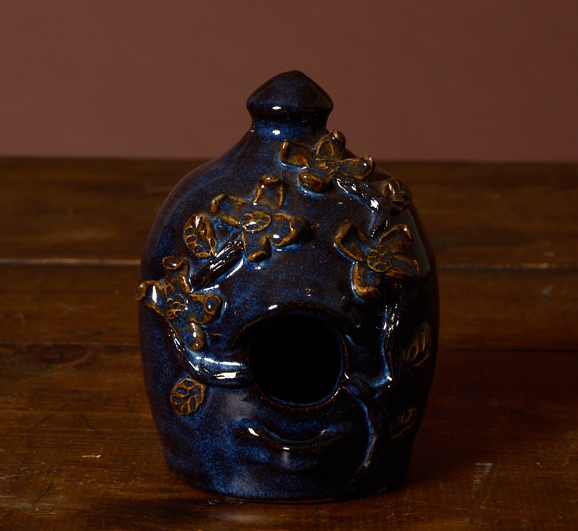 FOLK ART EARTHENWARE BIRDHOUSE
