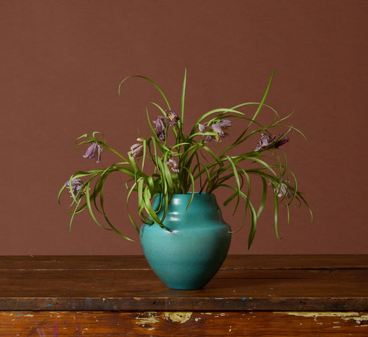1930S TURQUOISE EARTHENWARE VASE