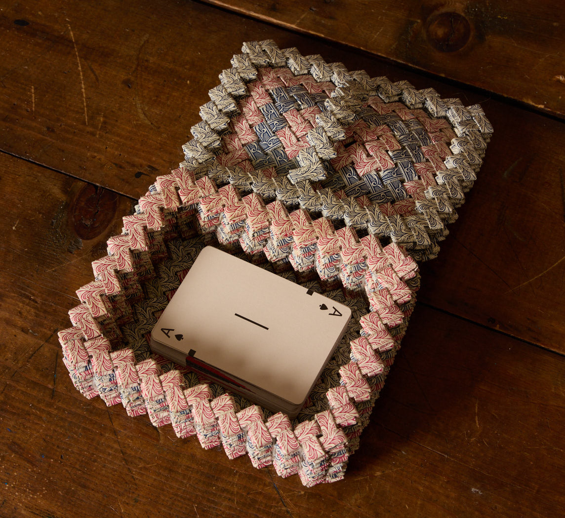 VINTAGE TRAMP ART WOVEN PLAYING CARD BOX