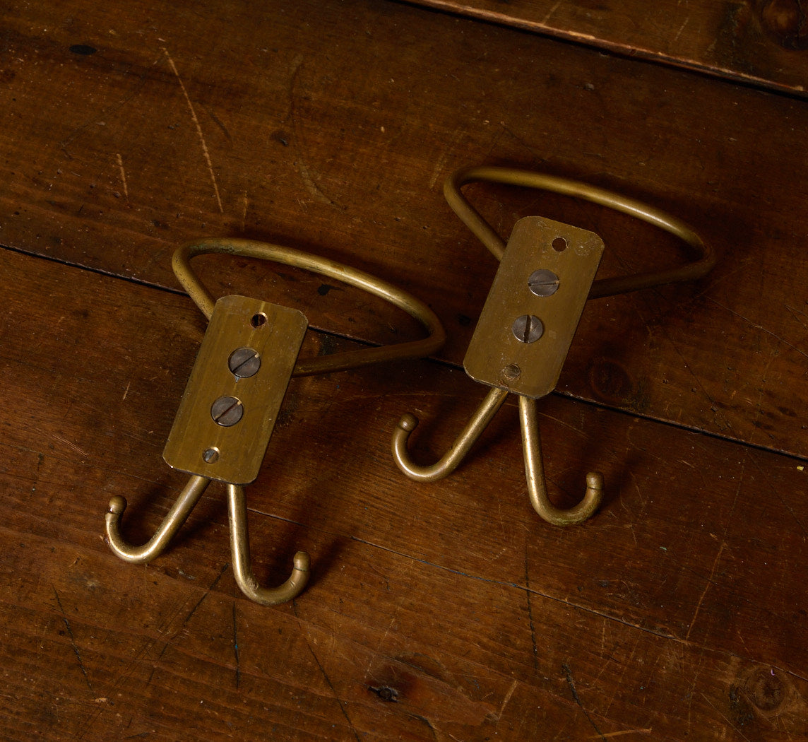 PAIR OF 1940S ITALIAN BRASS WALL HOOKS