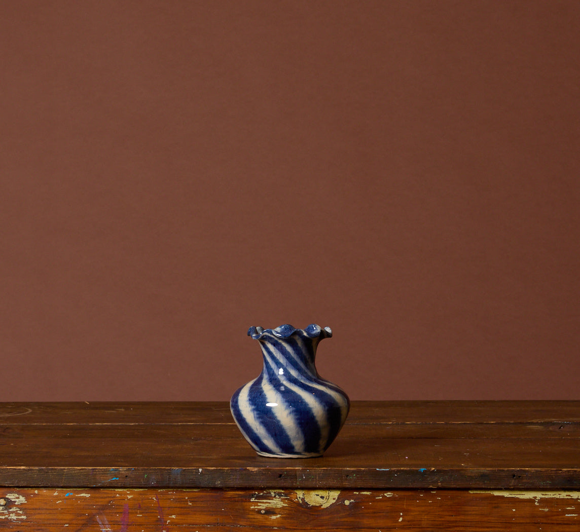 STUDIO POTTERY COBALT SWIRL VASE