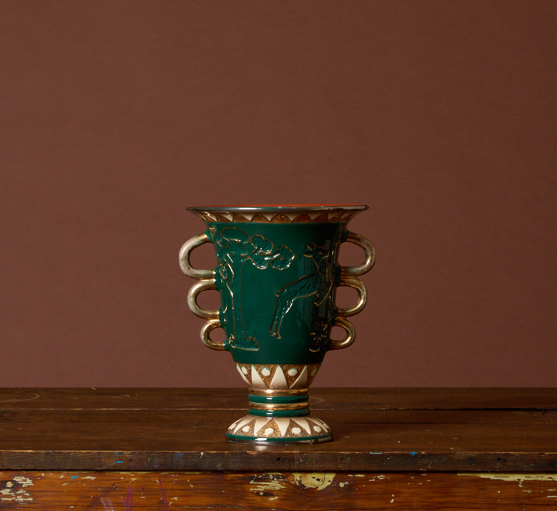 1940S ITALIAN NOVECENTO GILDED TERRAGLIA VASE