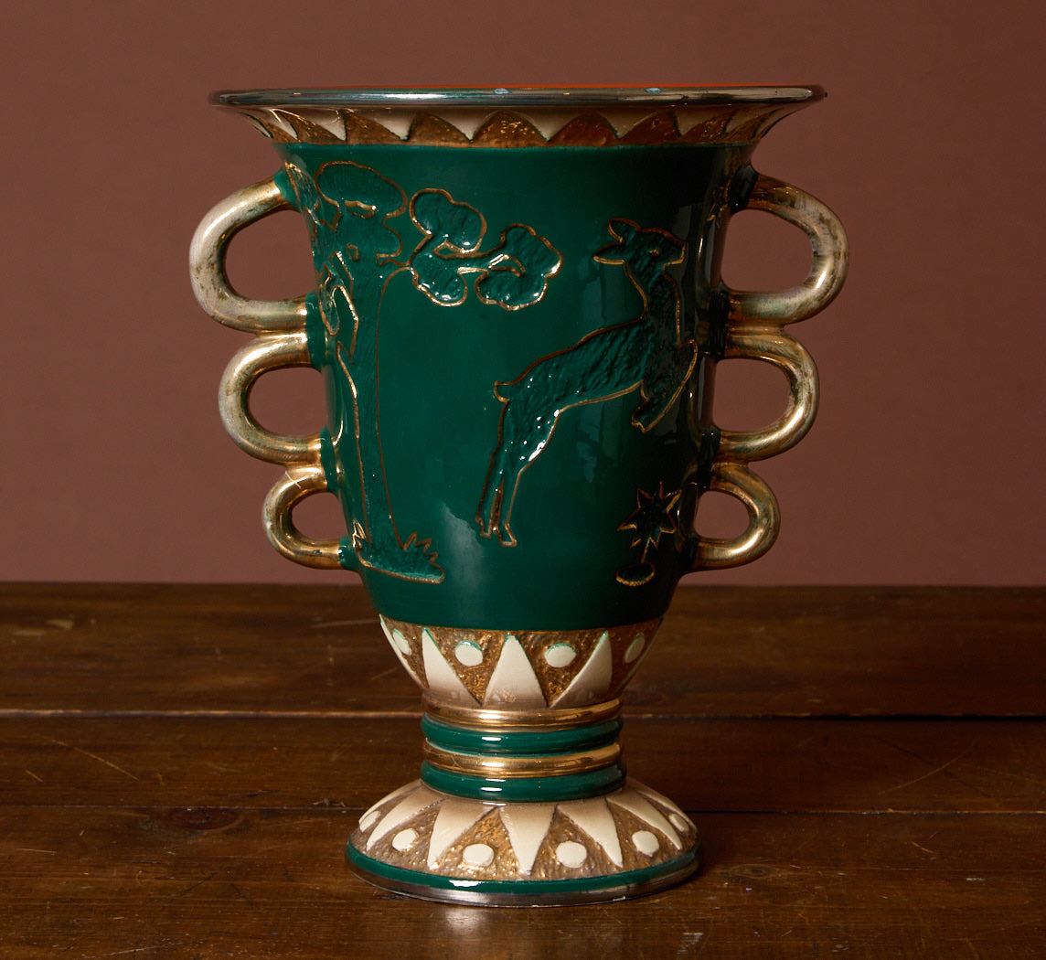 1940S ITALIAN NOVECENTO GILDED TERRAGLIA VASE