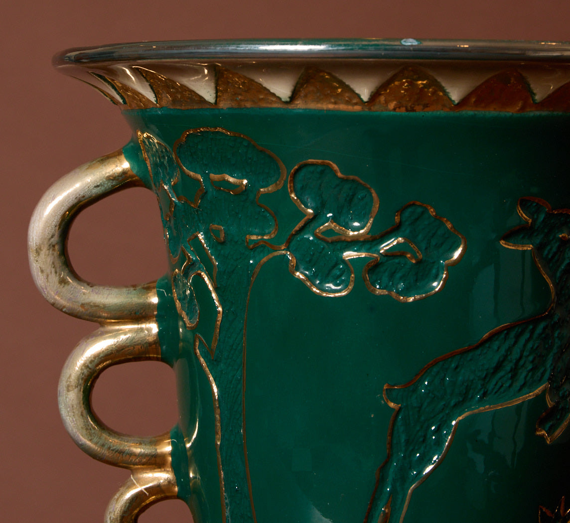 1940S ITALIAN NOVECENTO GILDED TERRAGLIA VASE