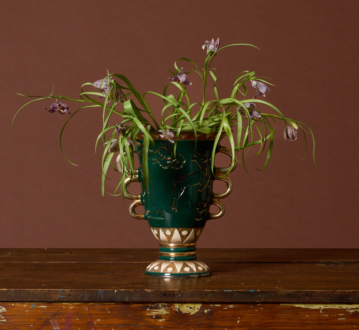 1940S ITALIAN NOVECENTO GILDED TERRAGLIA VASE